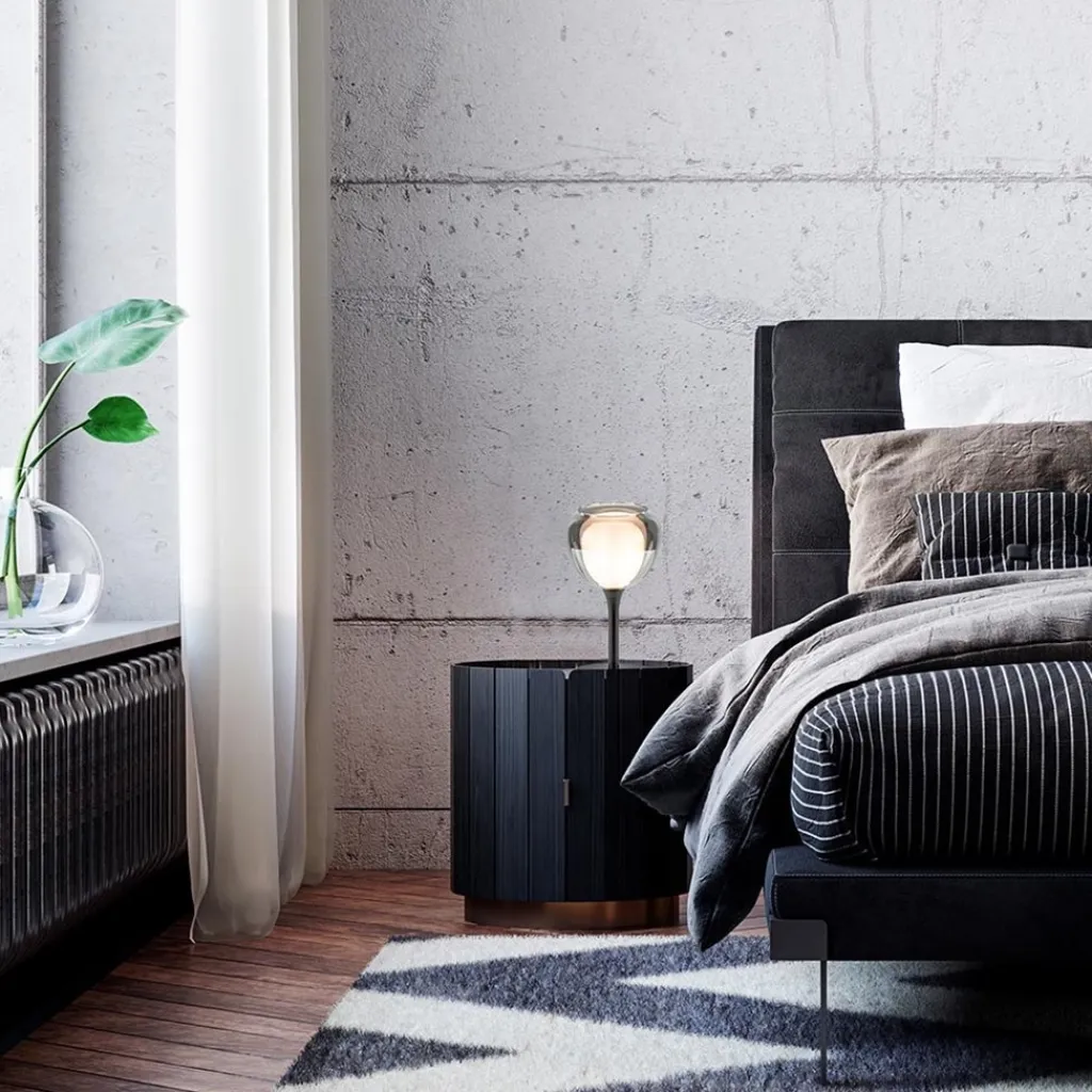 Straluma Strak klassieke tafellamp zwart met smoke glazen kap> Tafellampen