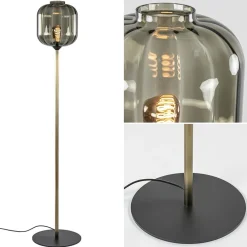 Straluma Strak klassieke vloerlamp brons met zwart en smoke glas> Vloerlampen|Klassieke Verlichting