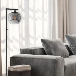 Straluma Strakke vloerlamp zwart met smoke glazen kap><noscript><img width=