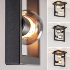 Straluma Strakke zwarte plafonnière metaal Frame><noscript><img width=