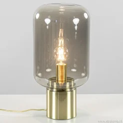 Straluma Tafellamp Arturan messing + smoke glas> Tafellampen|Light and Living