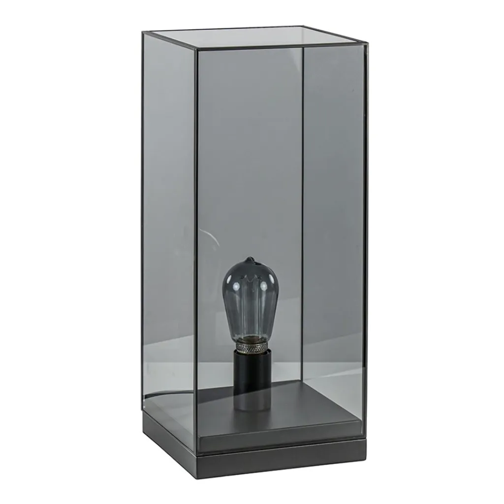 Straluma Tafellamp Askjer mat zwart met smoke glas> Tafellampen|Light and Living