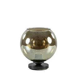 Straluma Tafellamp Bella zwart + smoke glas 20cm> Woonkamerlampen|Slaapkamerlampen
