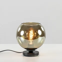 Straluma Tafellamp Bella zwart + smoke glas 20cm> Woonkamerlampen|Slaapkamerlampen