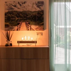 Straluma Tafellamp houten balk met witte pootjes 4-lichts exclusief lichtbron><noscript><img width=