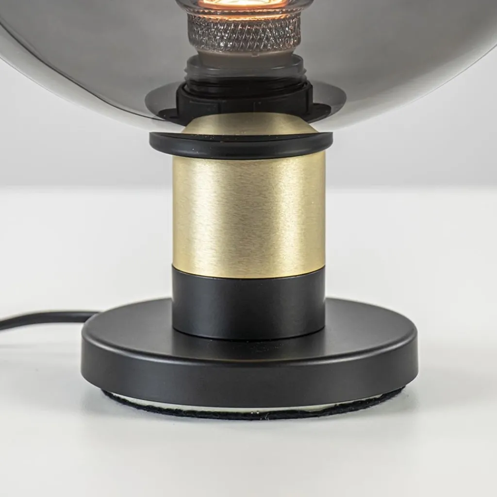Straluma Tafellamp Lazise 25cm zwart/smoke/goud> Tafellampen|Klassieke Verlichting