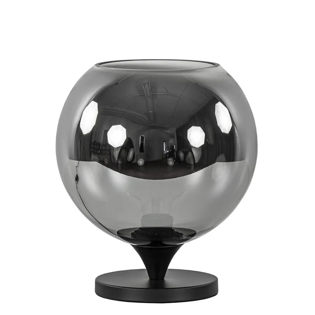 Straluma Tafellamp mat zwart met smoke glas 25 cm> Woonkamerlampen|Slaapkamerlampen