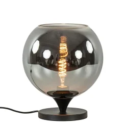 Straluma Tafellamp mat zwart met smoke glas 25 cm> Woonkamerlampen|Slaapkamerlampen