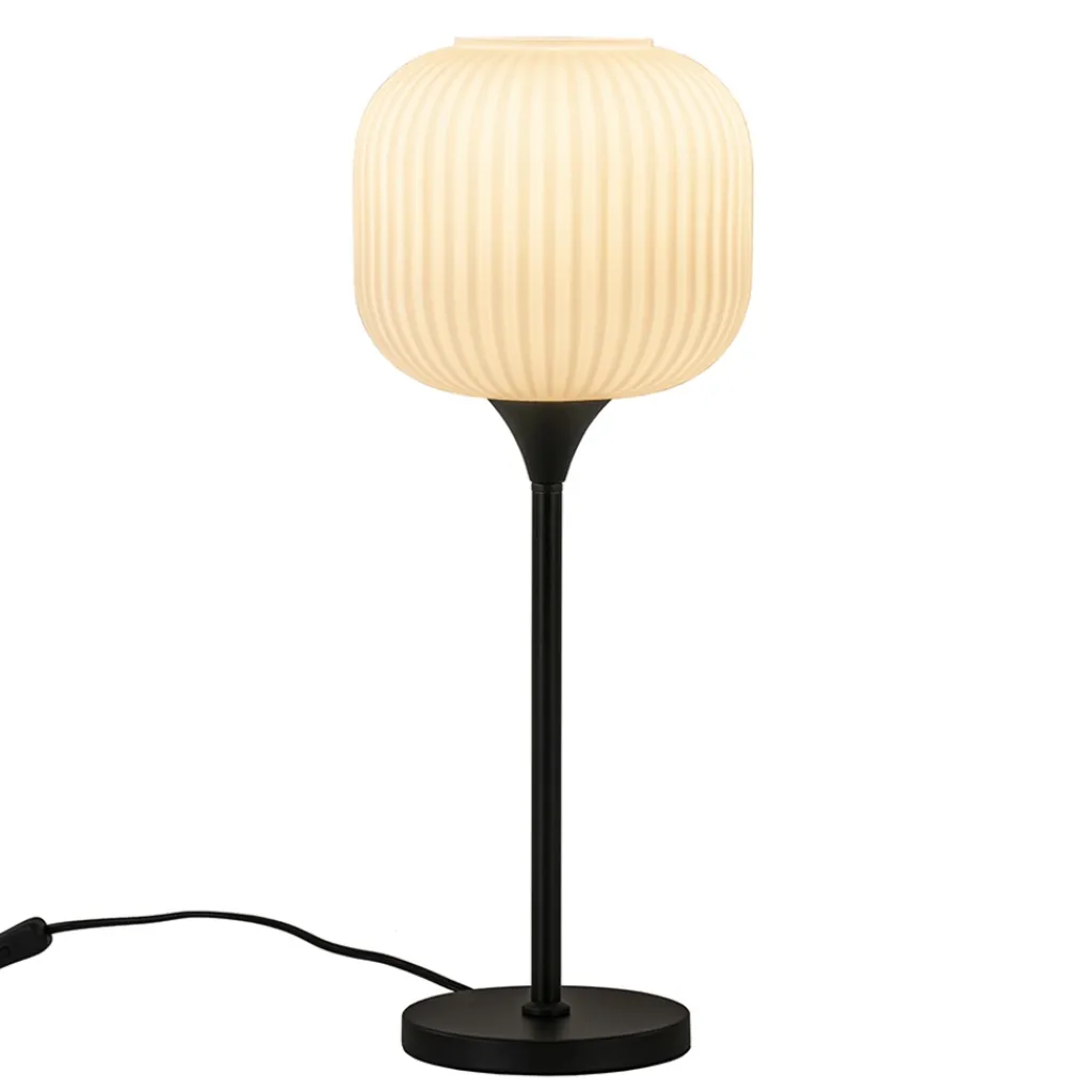 Straluma Tafellamp mat zwart met wit glas hoog> Tafellampen|Retro Verlichting