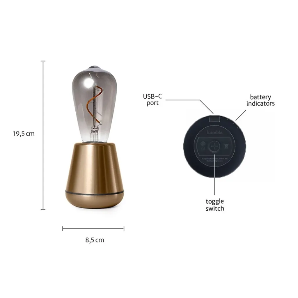 Straluma Tafellamp met oplaadbare batterij goud/smoke dimbaar> Tafellampen|Keukenverlichting