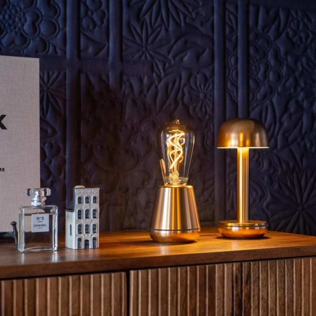 Straluma Tafellamp met oplaadbare batterij goud/smoke dimbaar> Tafellampen|Keukenverlichting