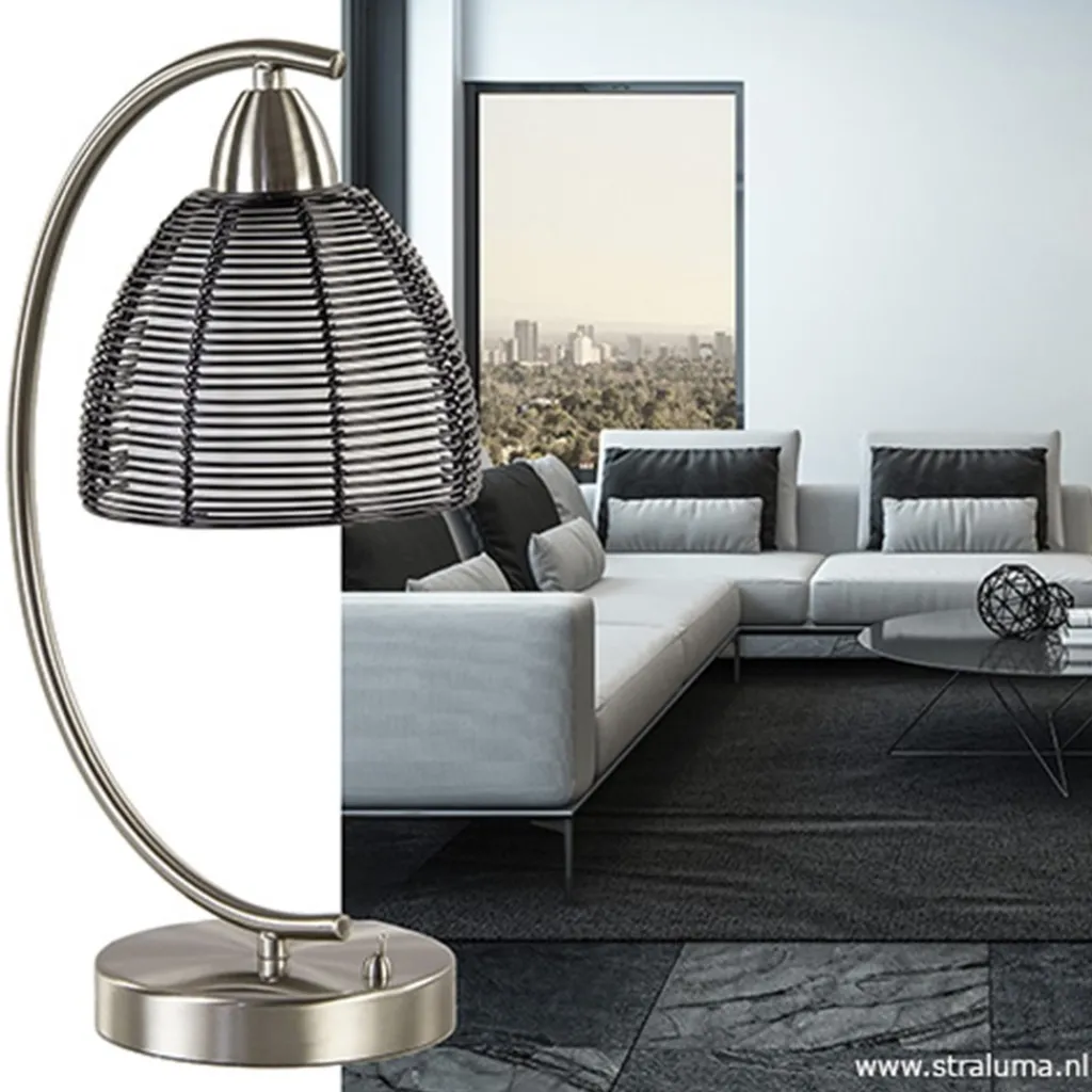 Straluma Tafellamp met zwarte draad kap> Draadlampen|Woonkamerlampen
