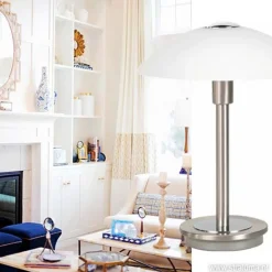 Straluma Tafellamp nikkel touchdimmer slaapkamer><noscript><img width=