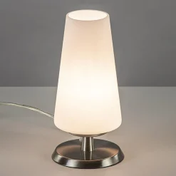 Straluma Tafellamp nikkel/glas met touchdimmer> Nachtkastlampen|Touch Lampen