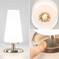 Straluma Tafellamp nikkel/glas met touchdimmer><noscript><img width=