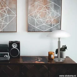 Straluma Tafellamp nikkel/glas wit + touchdimmer><noscript><img width=