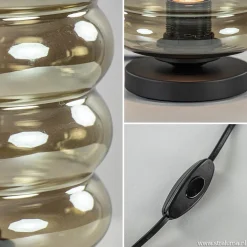 Straluma Tafellamp Quinto cilinder rib smoke/zw><noscript><img width=