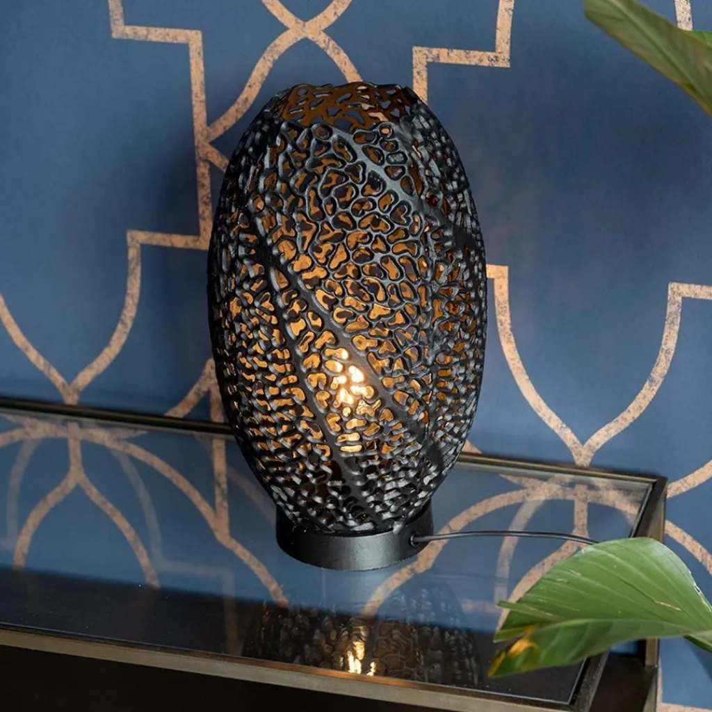 Straluma Tafellamp Sinula zwart gevlochten staal> Light and Living|Woonkamerlampen