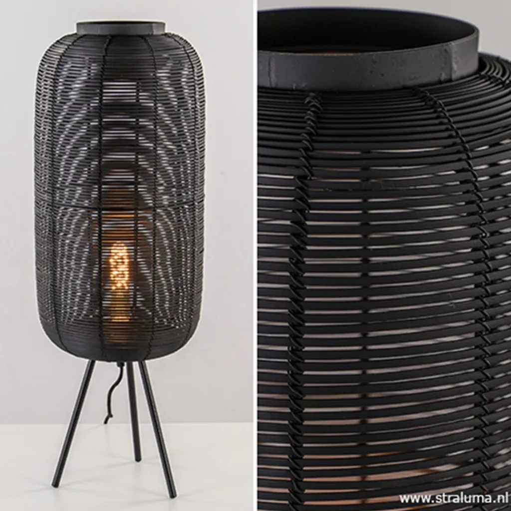 Straluma Tafellamp Tomek zwart draad 3-poot 70cm> Draadlampen|Light and Living