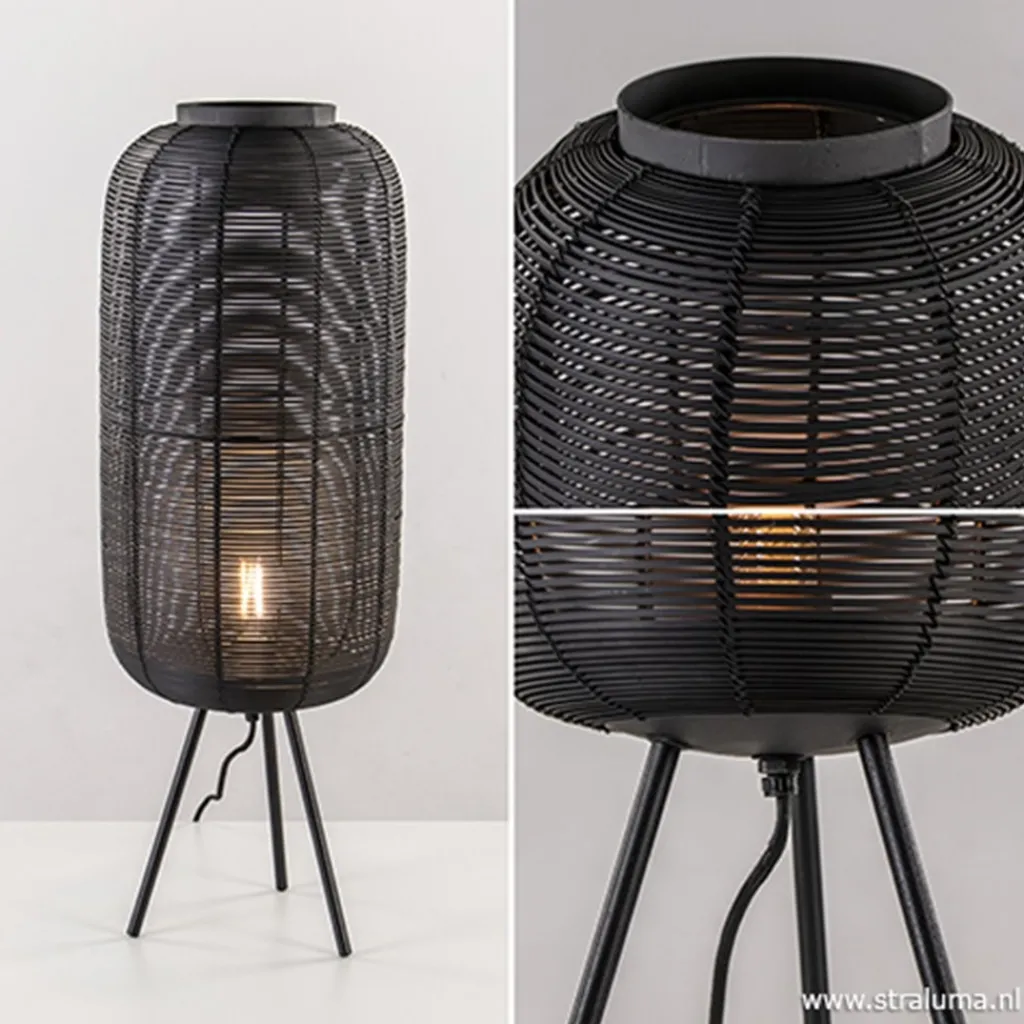 Straluma Tafellamp Tomek zwart draad 3-poot 70cm> Draadlampen|Light and Living