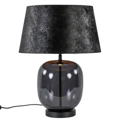 Straluma Tafellamp zwart glas met ronde kap 40 cm> Tafellampen|Schemerlampen