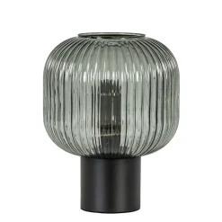 Straluma Tafellamp zwart met ronde smoke glazen kap> Tafellampen|Klassieke Verlichting