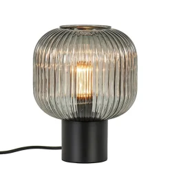 Straluma Tafellamp zwart met ronde smoke glazen kap> Tafellampen|Klassieke Verlichting