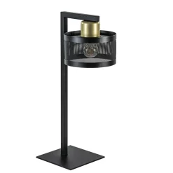 Straluma Tafellamp zwart/goud met ronde kap> Tafellampen|Landelijke Verlichting