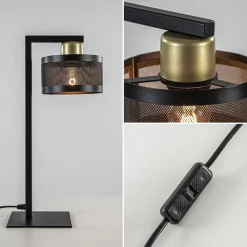 Straluma Tafellamp zwart/goud met ronde kap><noscript><img width=