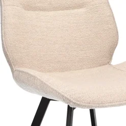 Straluma Trendy eetkamerstoel stof naturel met zwarte poot><noscript><img width=