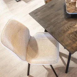 Straluma Trendy eetkamerstoel stof naturel met zwarte poot><noscript><img width=