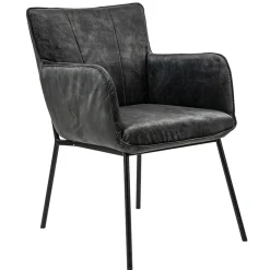 Straluma Trendy eetkamerstoel velours antraciet met armleuning> Eetkamerstoelen