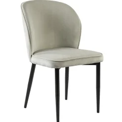 Straluma Trendy eetkamerstoel wit velours met zwart metalen poot> Eetkamerstoelen