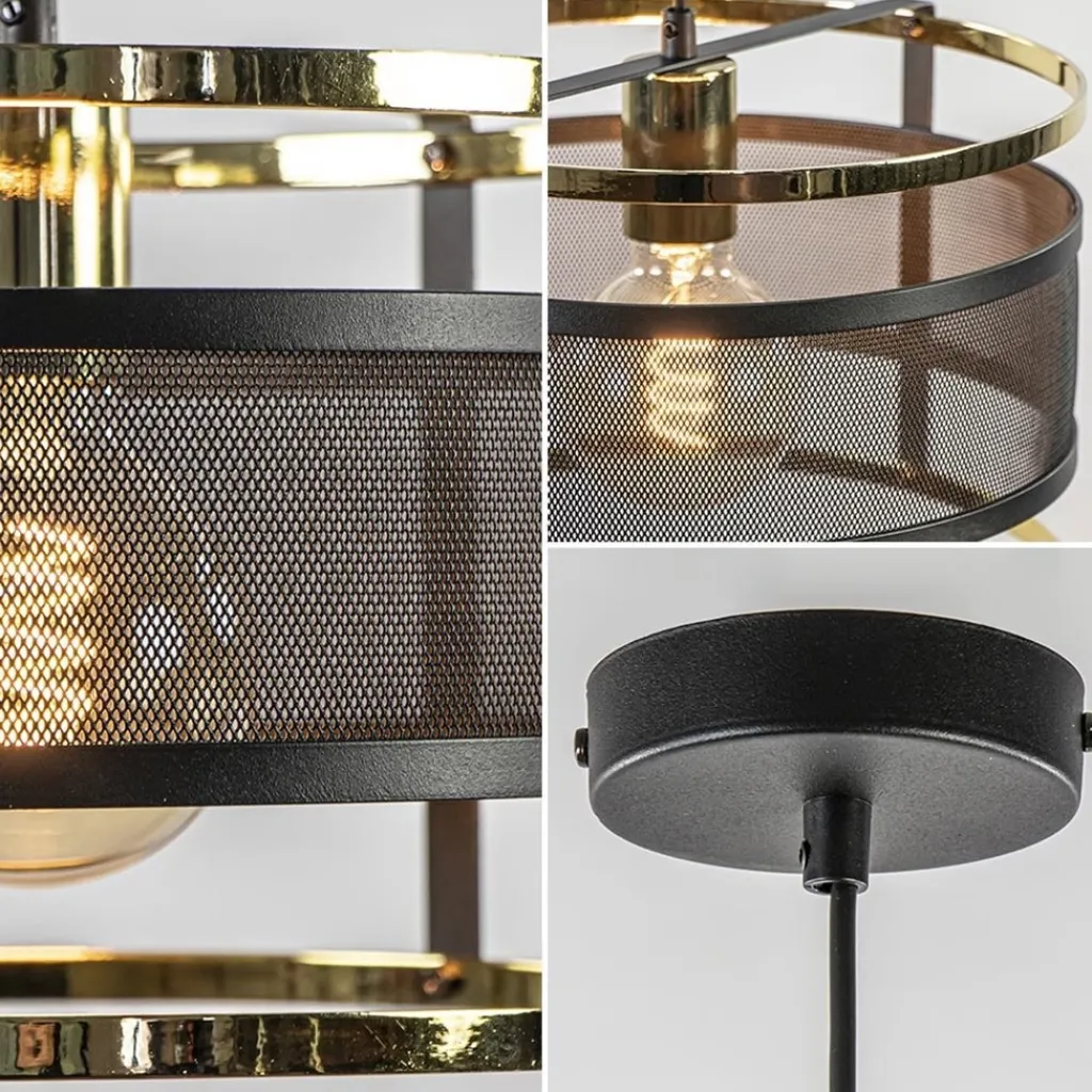 Straluma Trendy hanglamp mat zwart met hoogglans goud> Eetkamerverlichting|Hanglampen