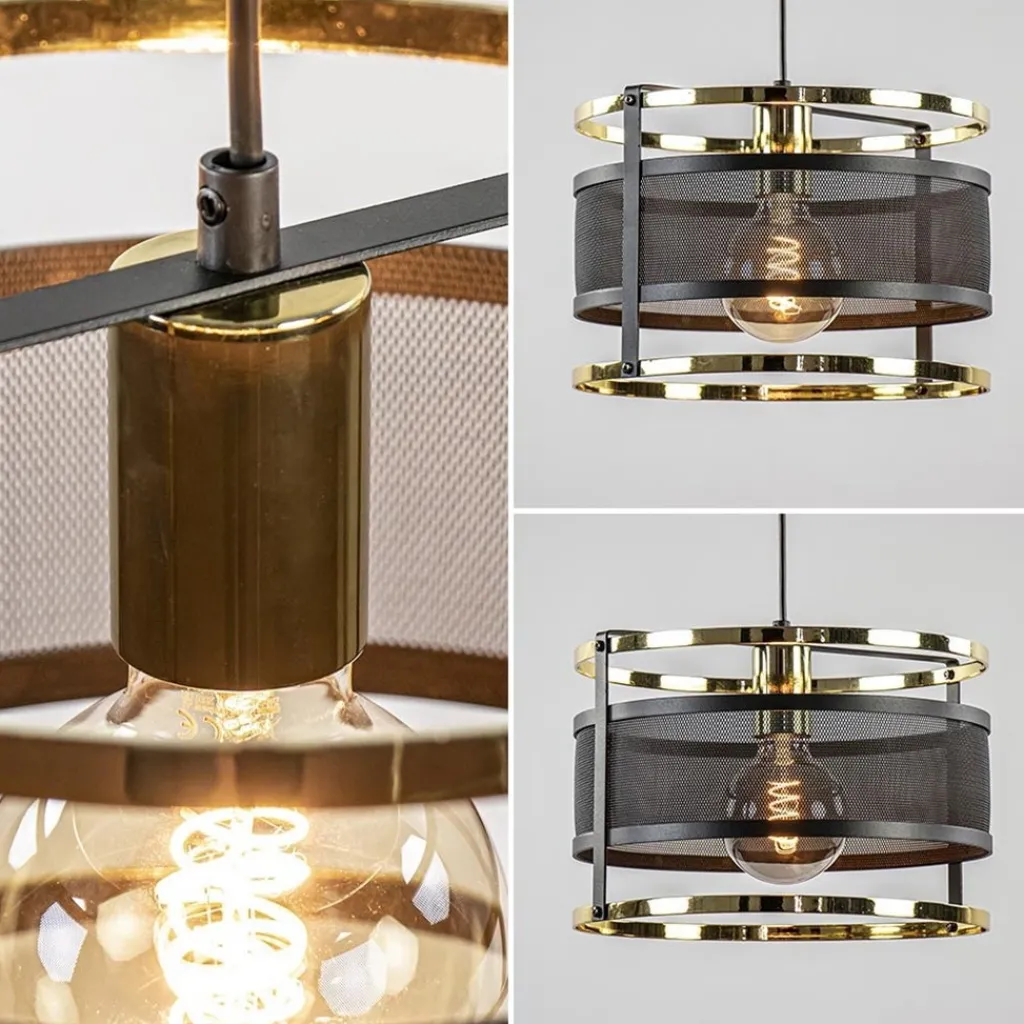 Straluma Trendy hanglamp mat zwart met hoogglans goud> Eetkamerverlichting|Hanglampen