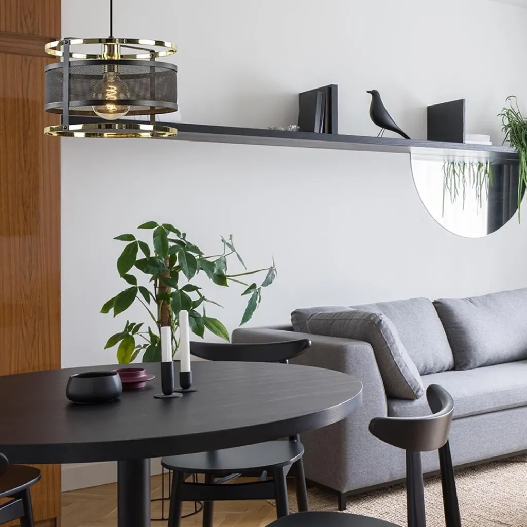 Straluma Trendy hanglamp mat zwart met hoogglans goud> Eetkamerverlichting|Hanglampen