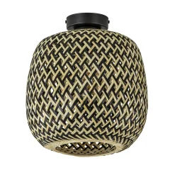 Straluma Trendy plafondlamp bamboe naturel/zwart> Woonkamerlampen|Tienerkamerlampen