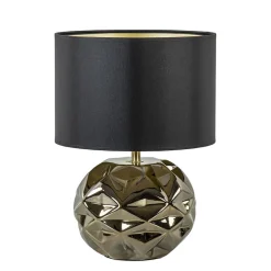 Straluma Trendy tafellamp keramiek goud met zwarte kap> Tafellampen|Schemerlampen