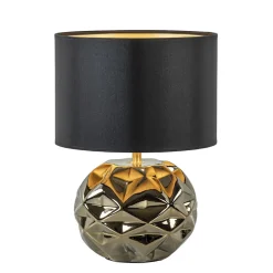 Straluma Trendy tafellamp keramiek goud met zwarte kap> Tafellampen|Schemerlampen