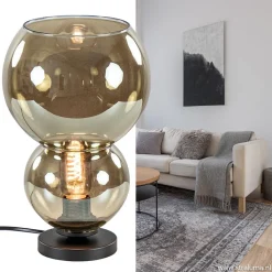 Straluma Trendy tafellamp met smoke glazen kap><noscript><img width=