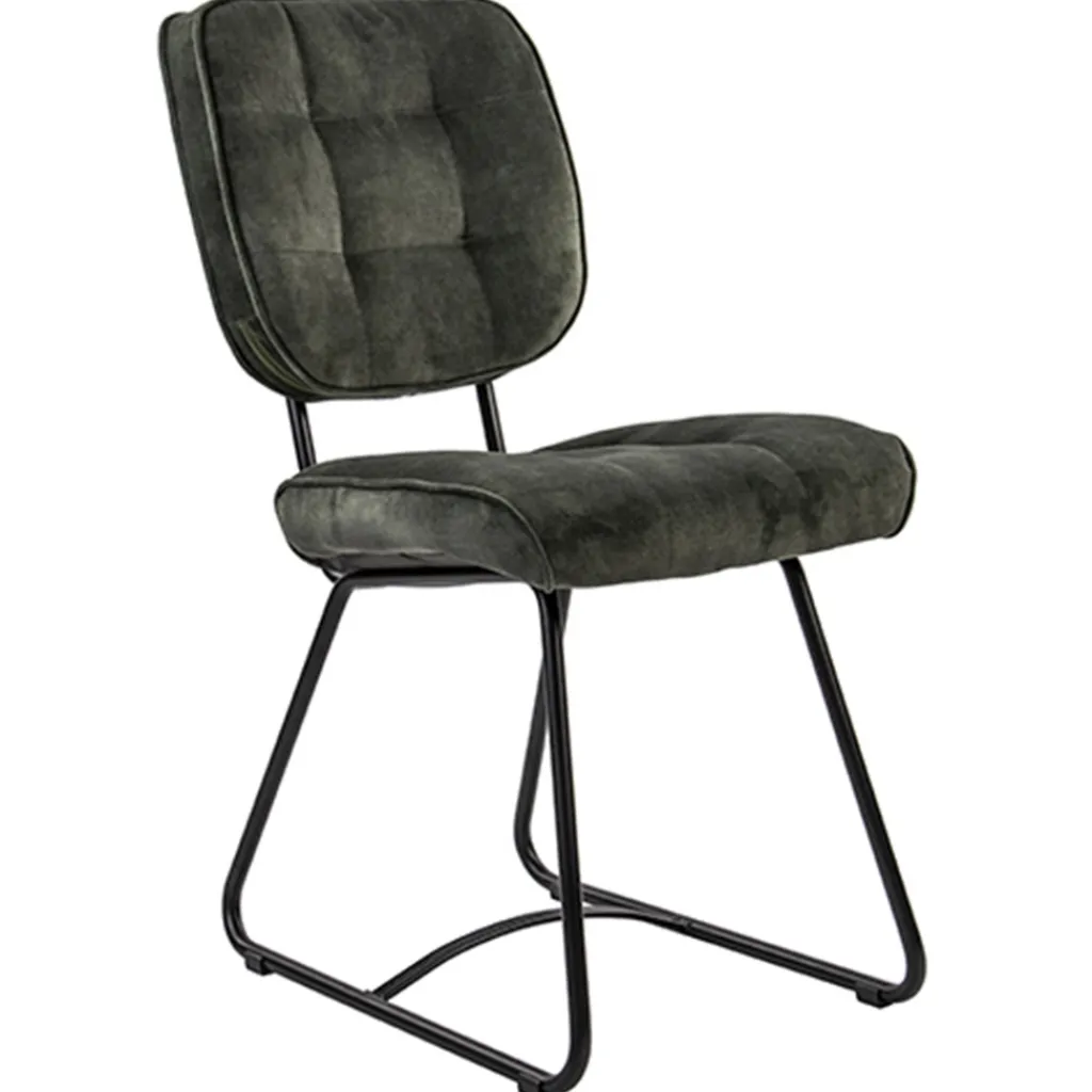 Straluma Velourse eetkamerstoel met zwarte poten> Eetkamerstoelen
