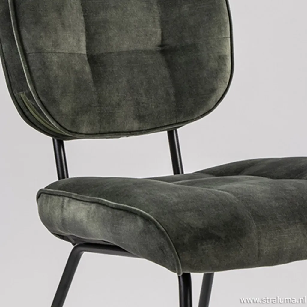 Straluma Velourse eetkamerstoel met zwarte poten> Eetkamerstoelen