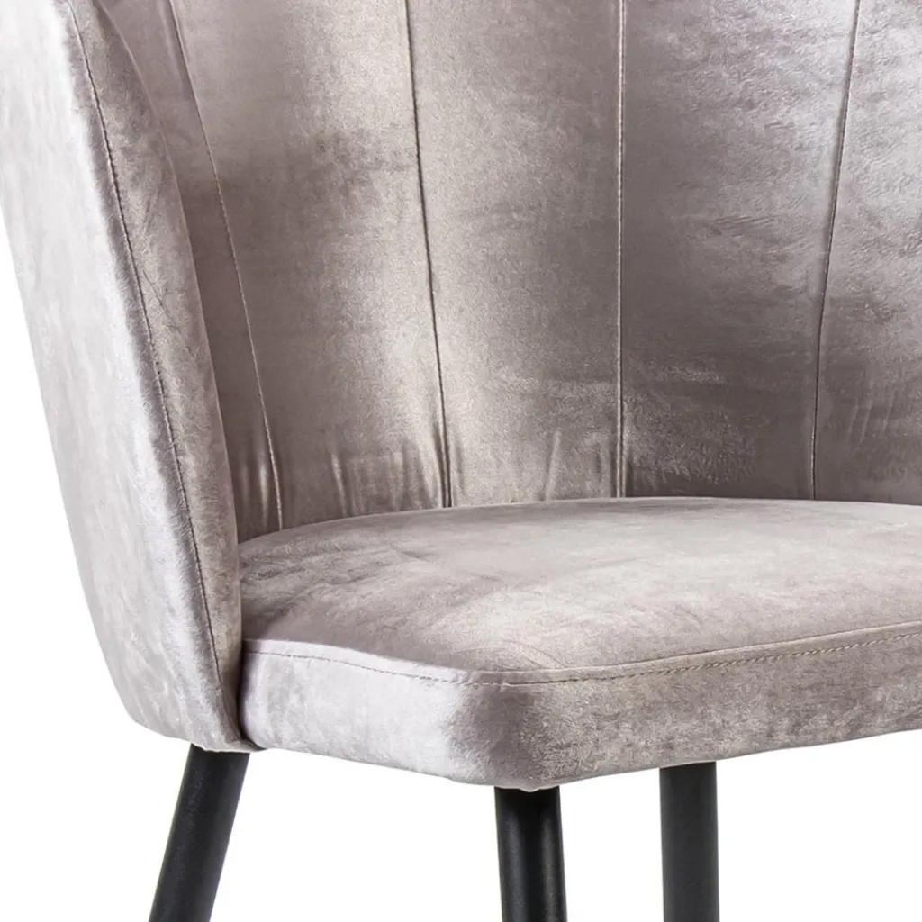 Straluma Velvet roze eetkamerstoel met zwart metalen pootjes> Eetkamerstoelen