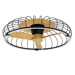 Straluma Ventilator Nature hout/zwart remote/app> Plafondlampen|Plafondventilatoren met lamp