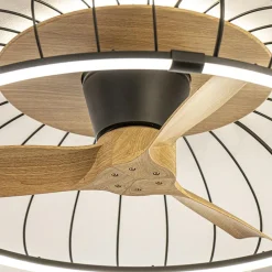 Straluma Ventilator Nature hout/zwart remote/app> Plafondlampen|Plafondventilatoren met lamp