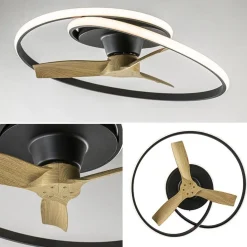 Straluma Ventilator Ocean zwart/hout + remote cct><noscript><img width=