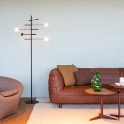 Straluma Verstelbare 5-lichts LED vloerlamp zwart dimbaar><noscript><img width=