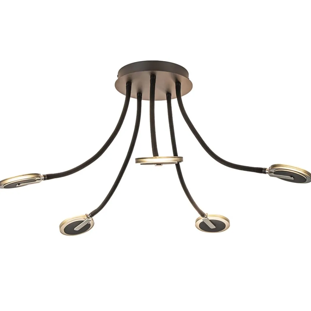 Straluma Verstelbare 5-lichts plafondlamp LED met smoke glas> Plafondlampen|LED Plafondlampen