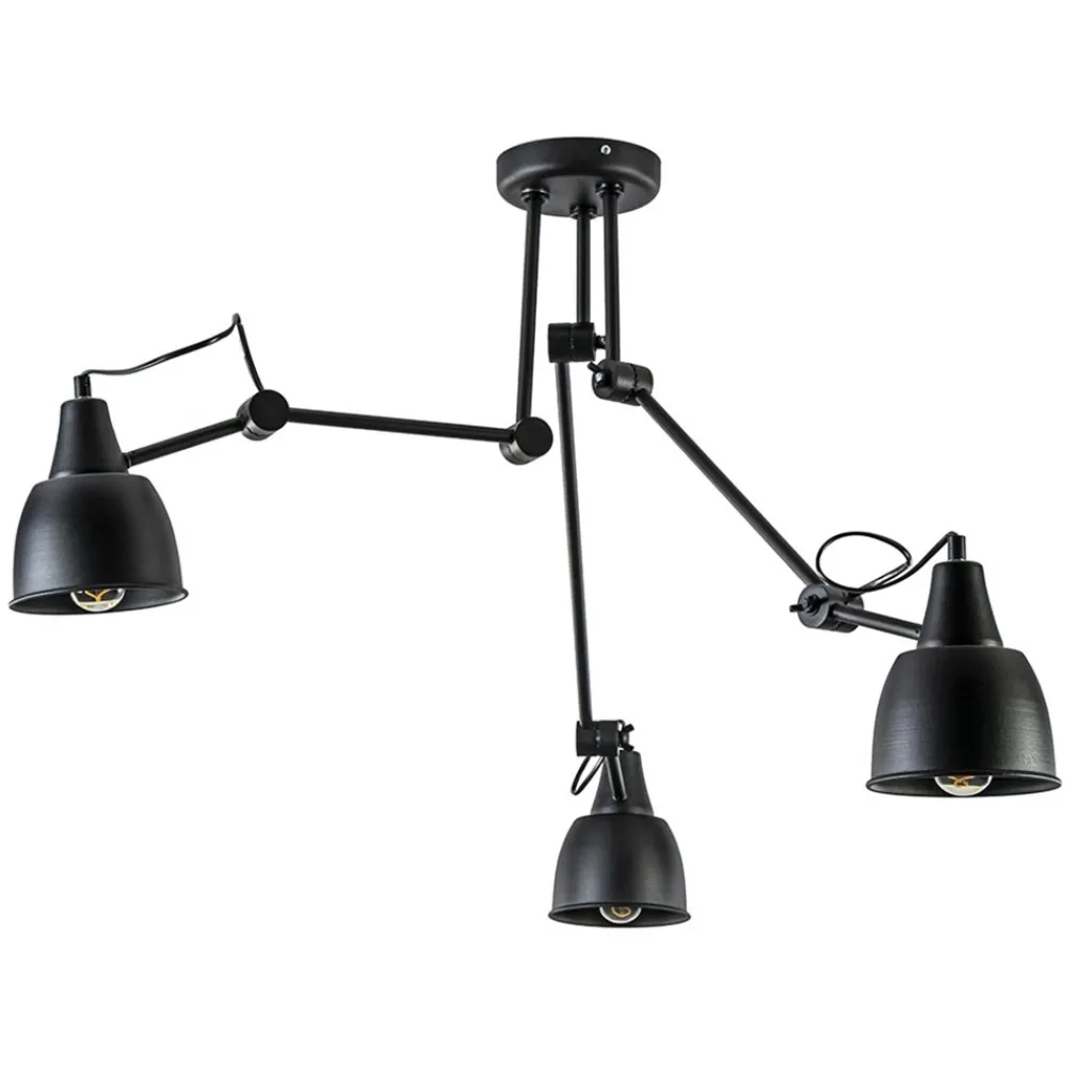 Straluma Verstelbare 3-lichts plafondlamp met zwarte kappen> Plafondlampen|Industriële Verlichting