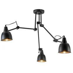 Straluma Verstelbare 3-lichts plafondlamp met zwarte kappen> Plafondlampen|Industriële Verlichting